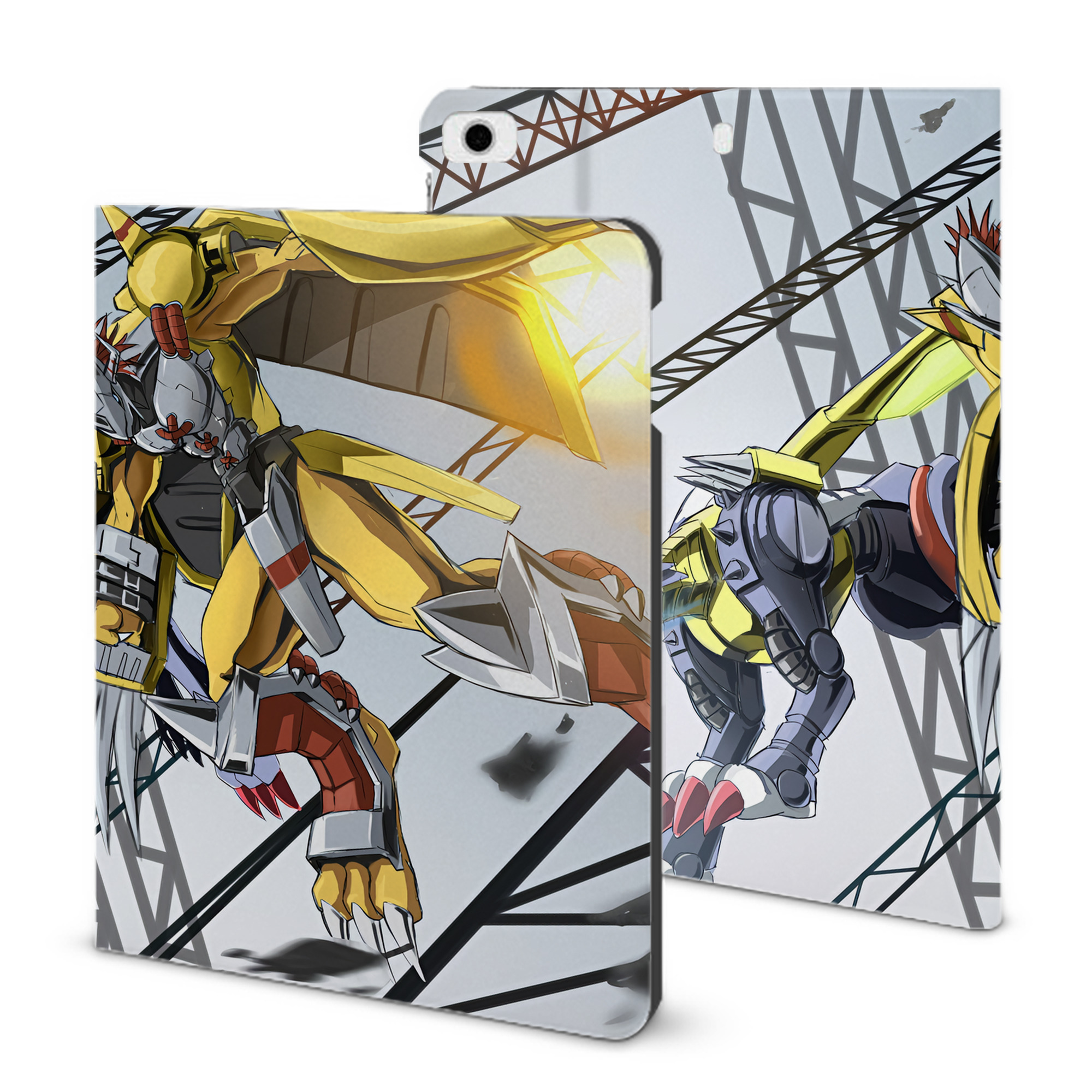 （画像用） Digimon デジタルモンスター/デジモン IPad ケース ブック型 PUレザー TPU 耐衝撃 軽量 薄型 ペン収納なし 全面保護 IPad 各モデル対応